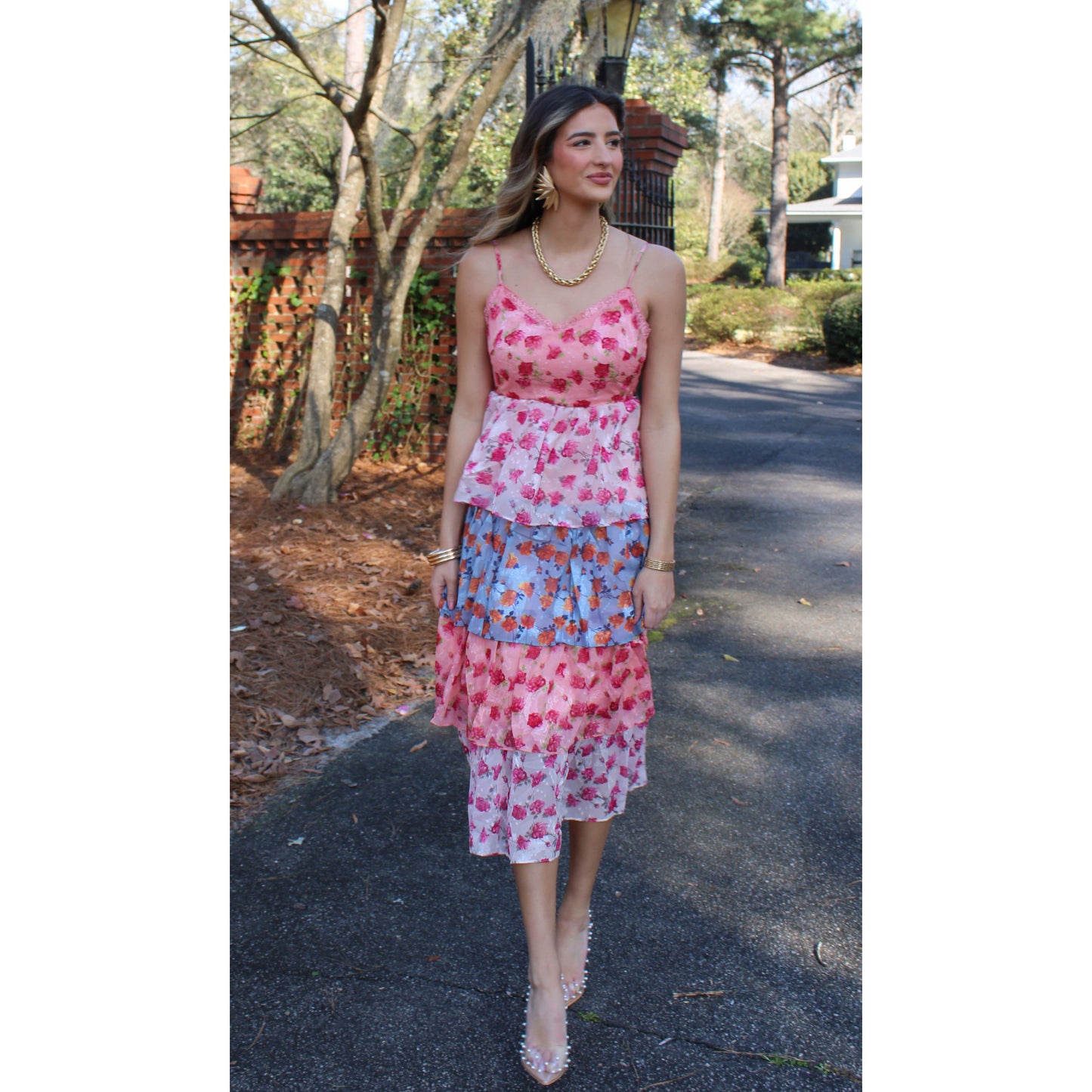 Kate Floral Tiered Ruffle Dress, Floral Multi