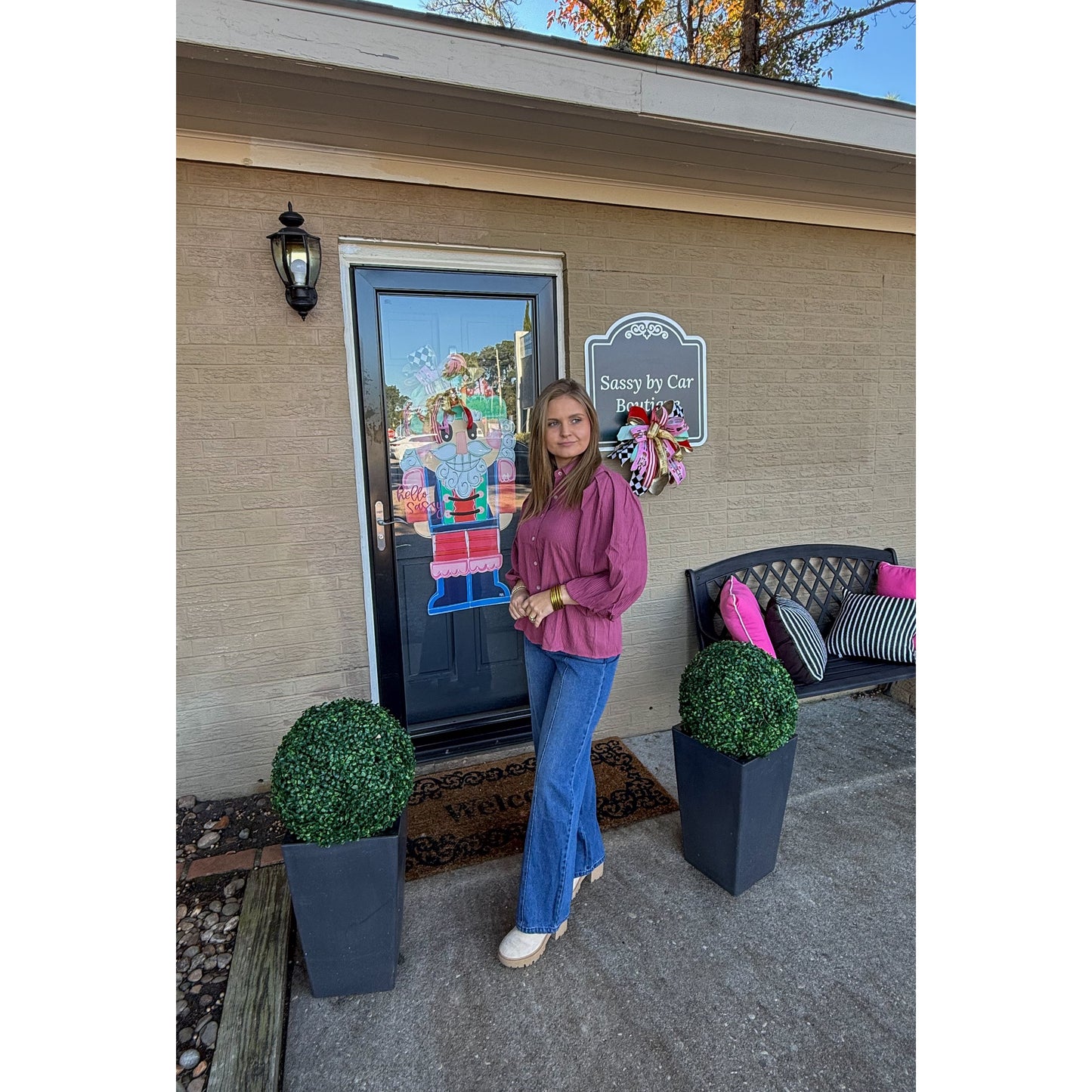 Mabel Detail Blouse, Pink Multi