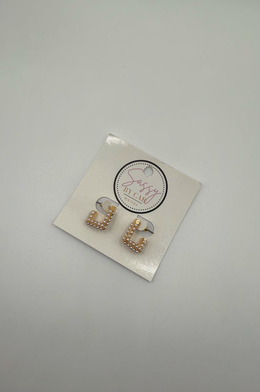 Square Hoops Gold/Pearl