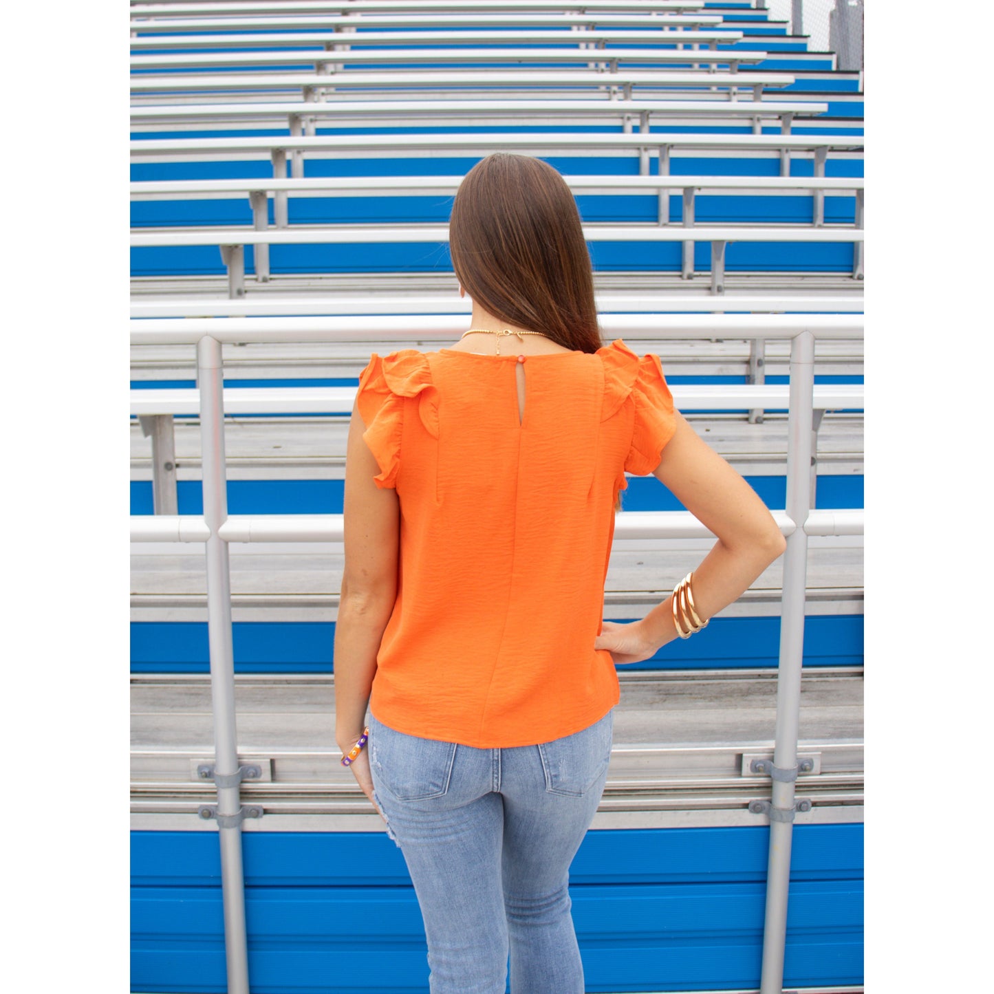 Khloe Round Neck Top, Orange