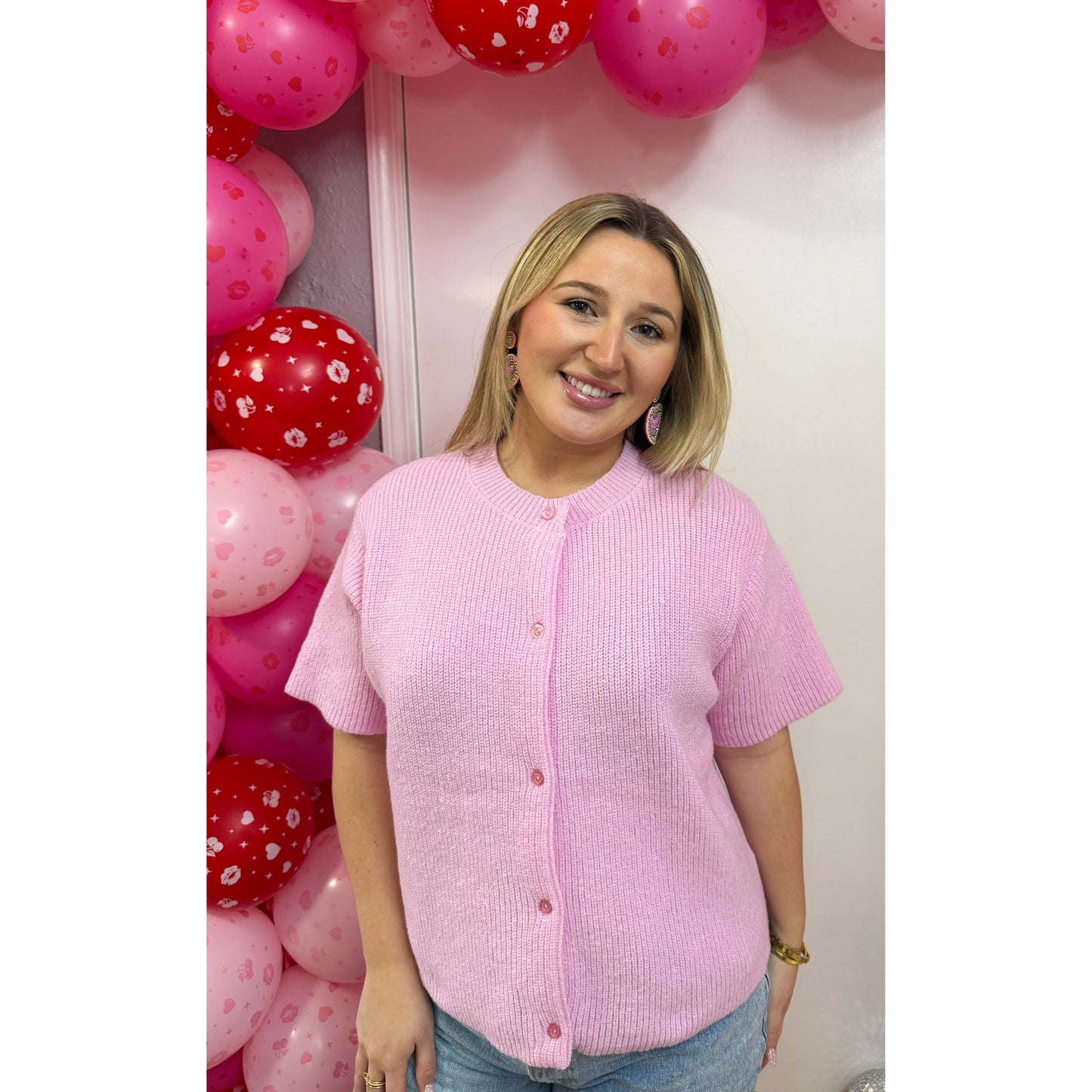 Aria Knit Top, Light Pink