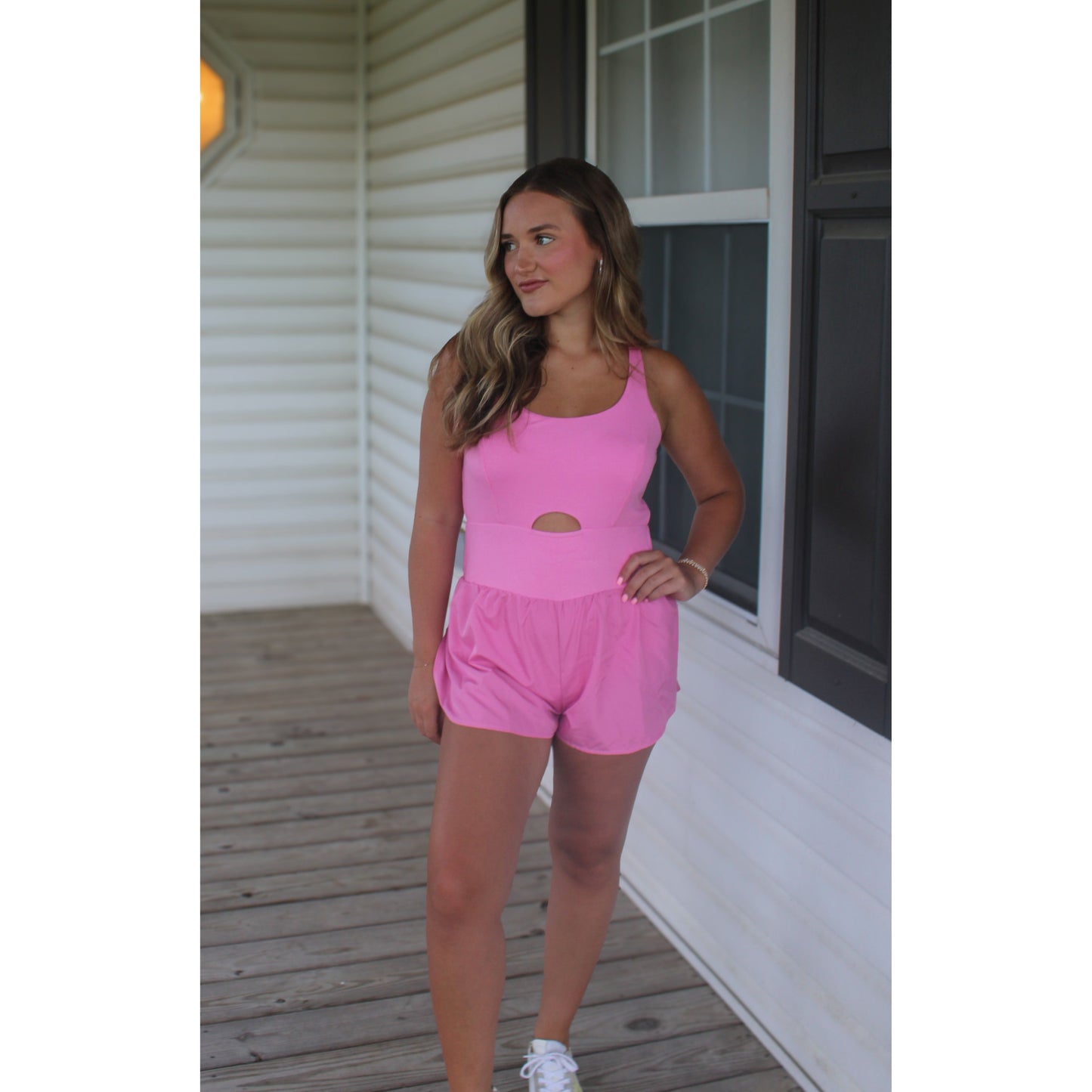 Chelsea Workout Romper, Soft Pink