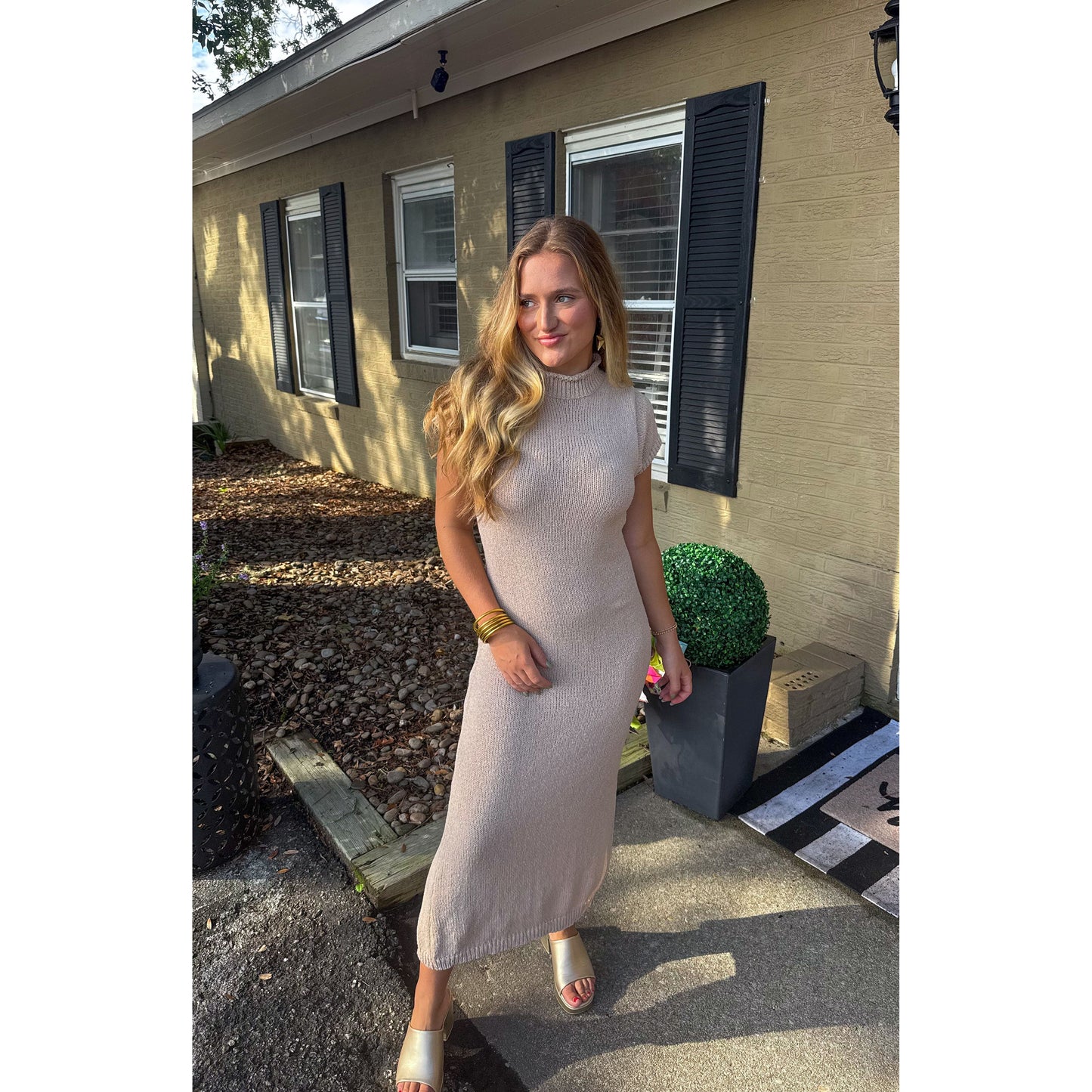 Hallie Sweater Knit Midi Dress, Oatmeal