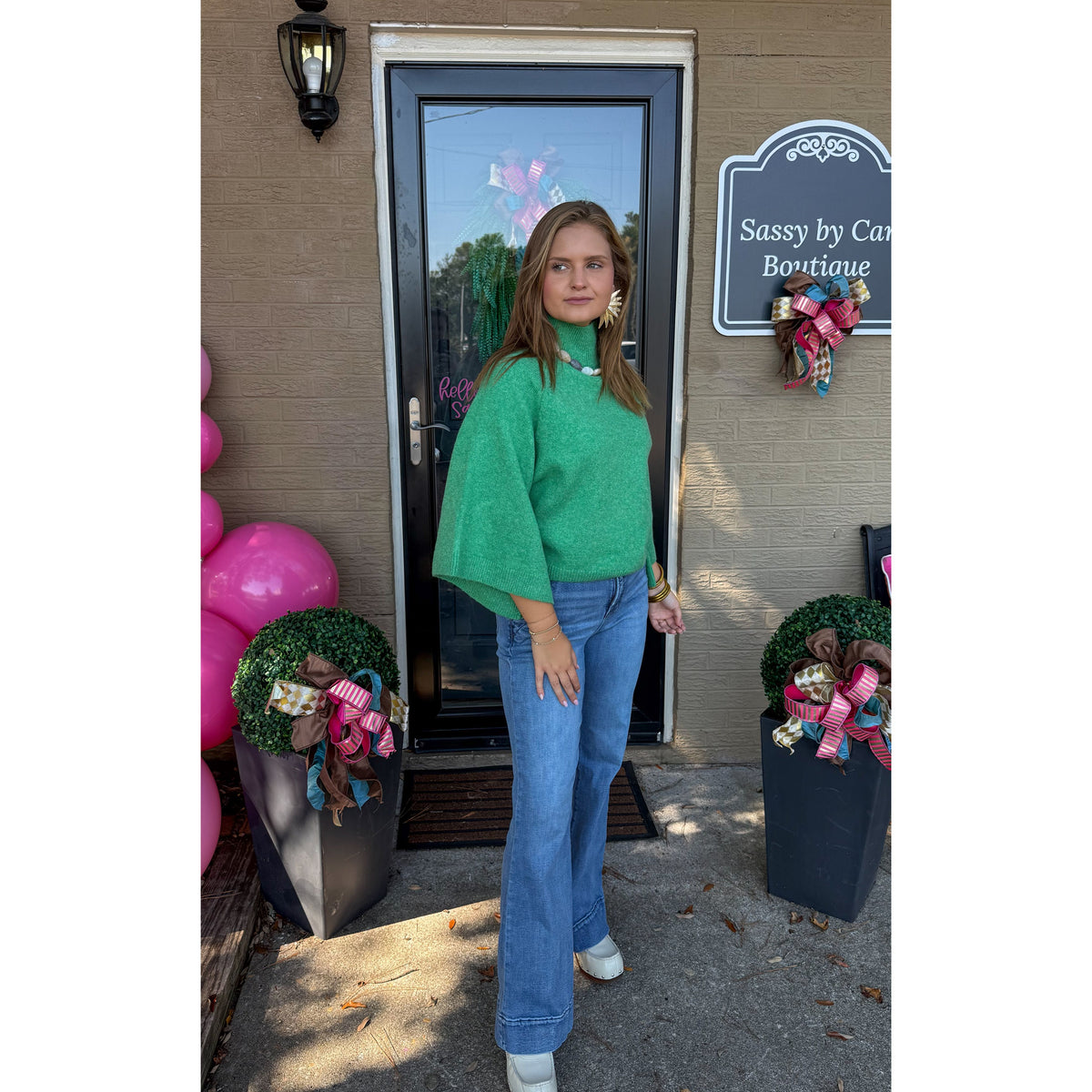Ellison Mockneck Sweater, Apple Green
