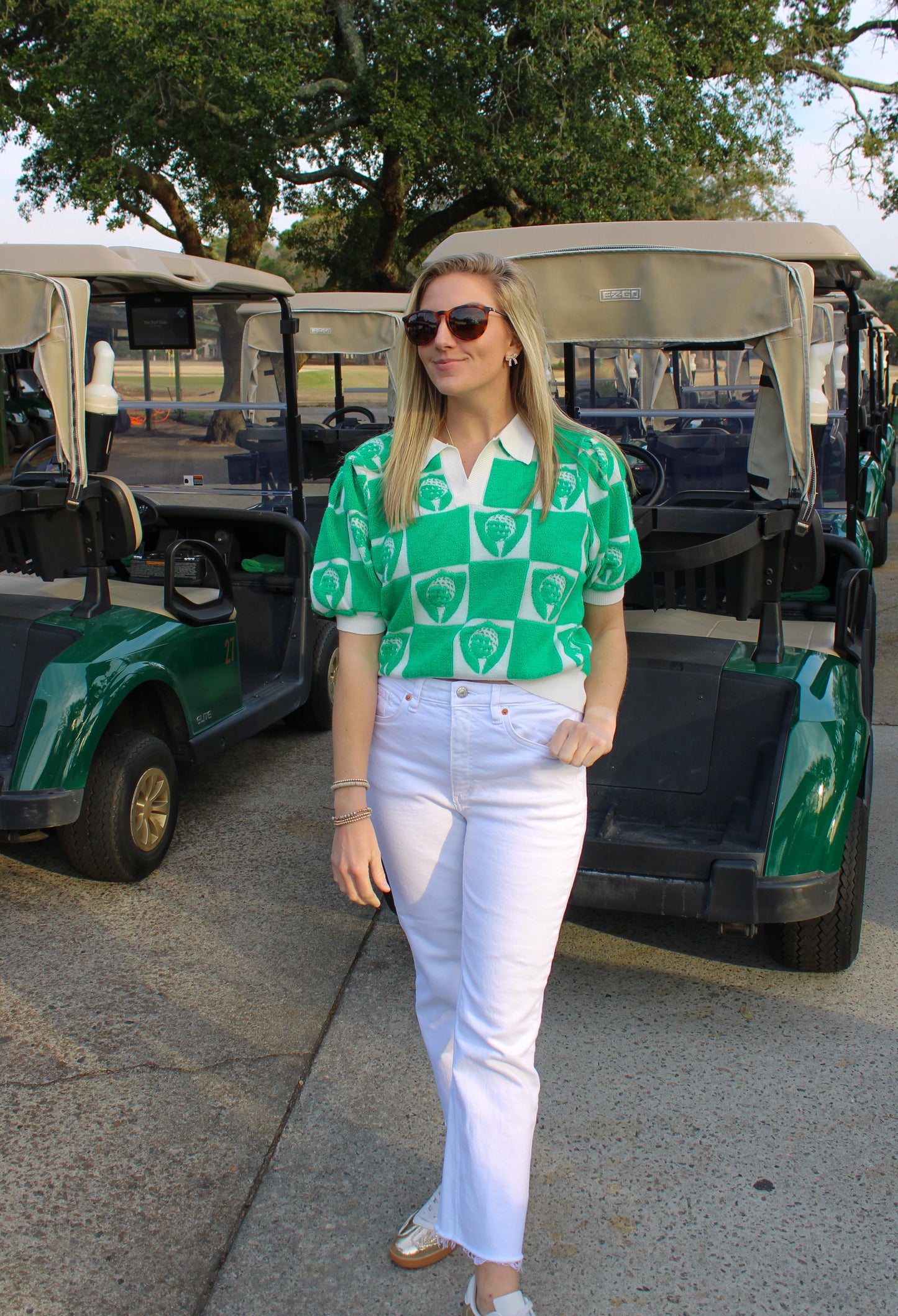 Ace Checkered Sweater, Kelly Green/White