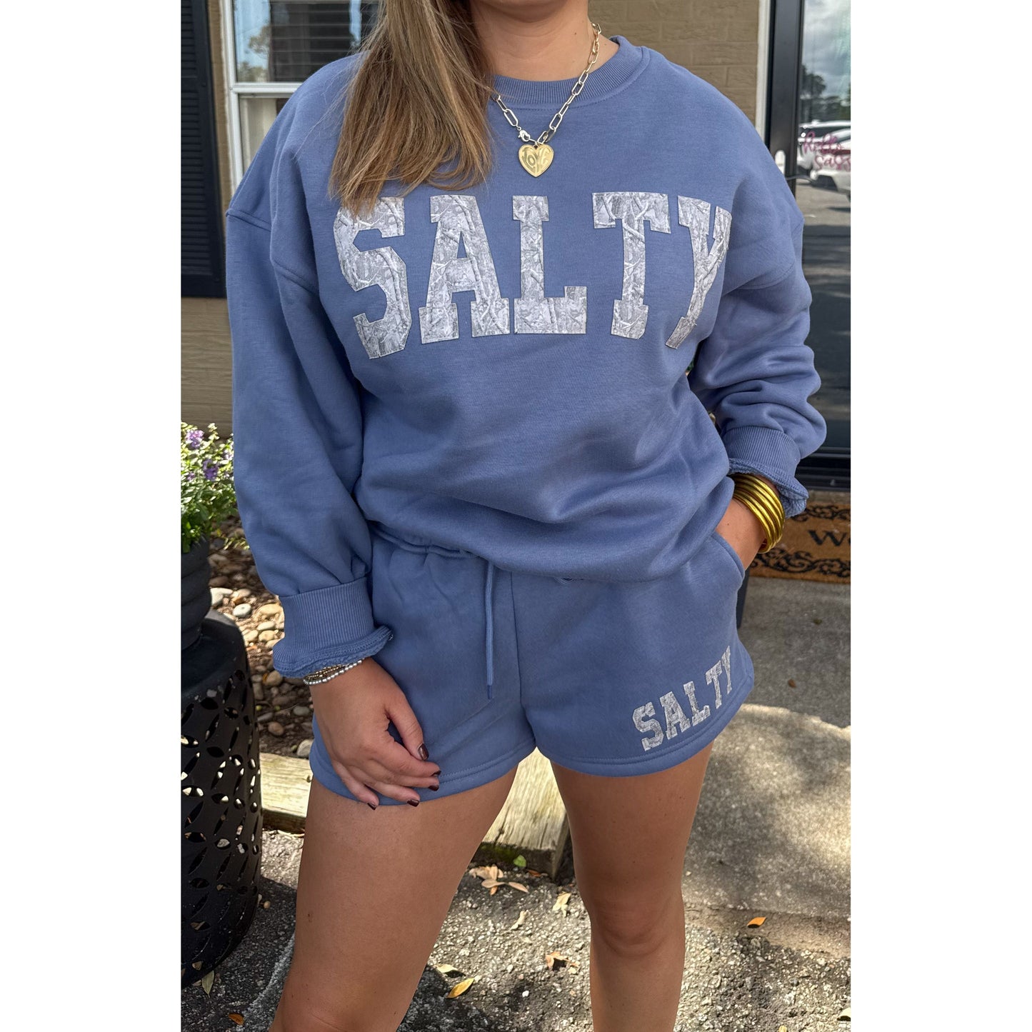 Salty Lounge Set, Dusty Blue/Camo