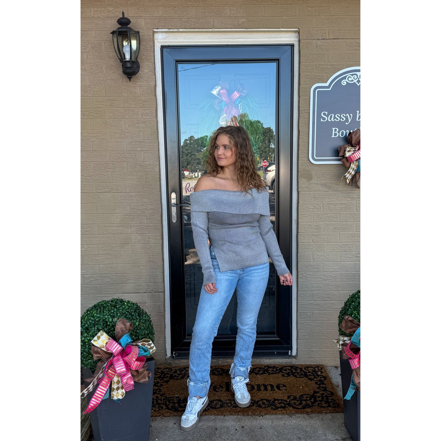Maddie OTS Sweater, Grey
