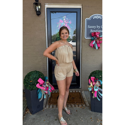 Eyelet Halter Neck Romper