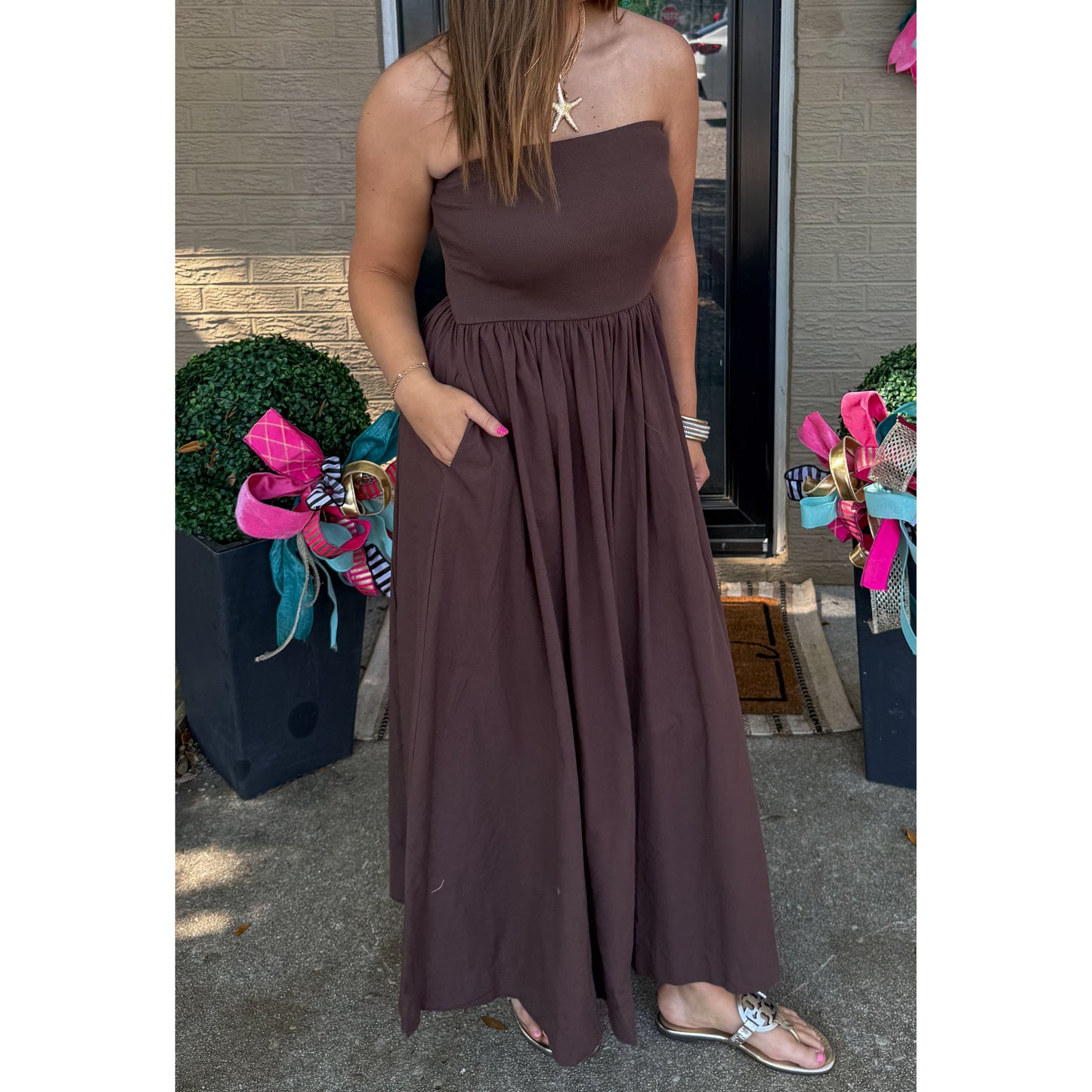 Soph Tube Dress, Chocolate Brown