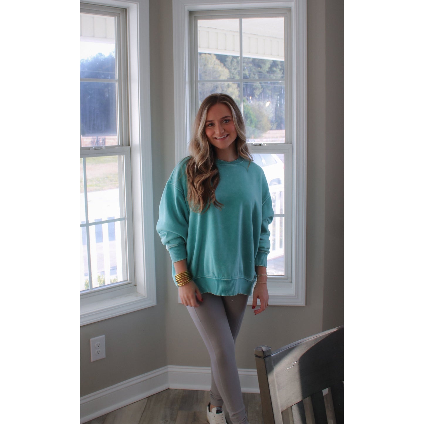 Georgie Oversized Sweatshirt, Turquoise