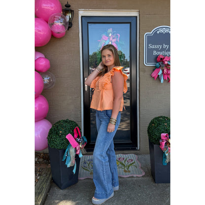 Ruffle Detail Top, Apricot