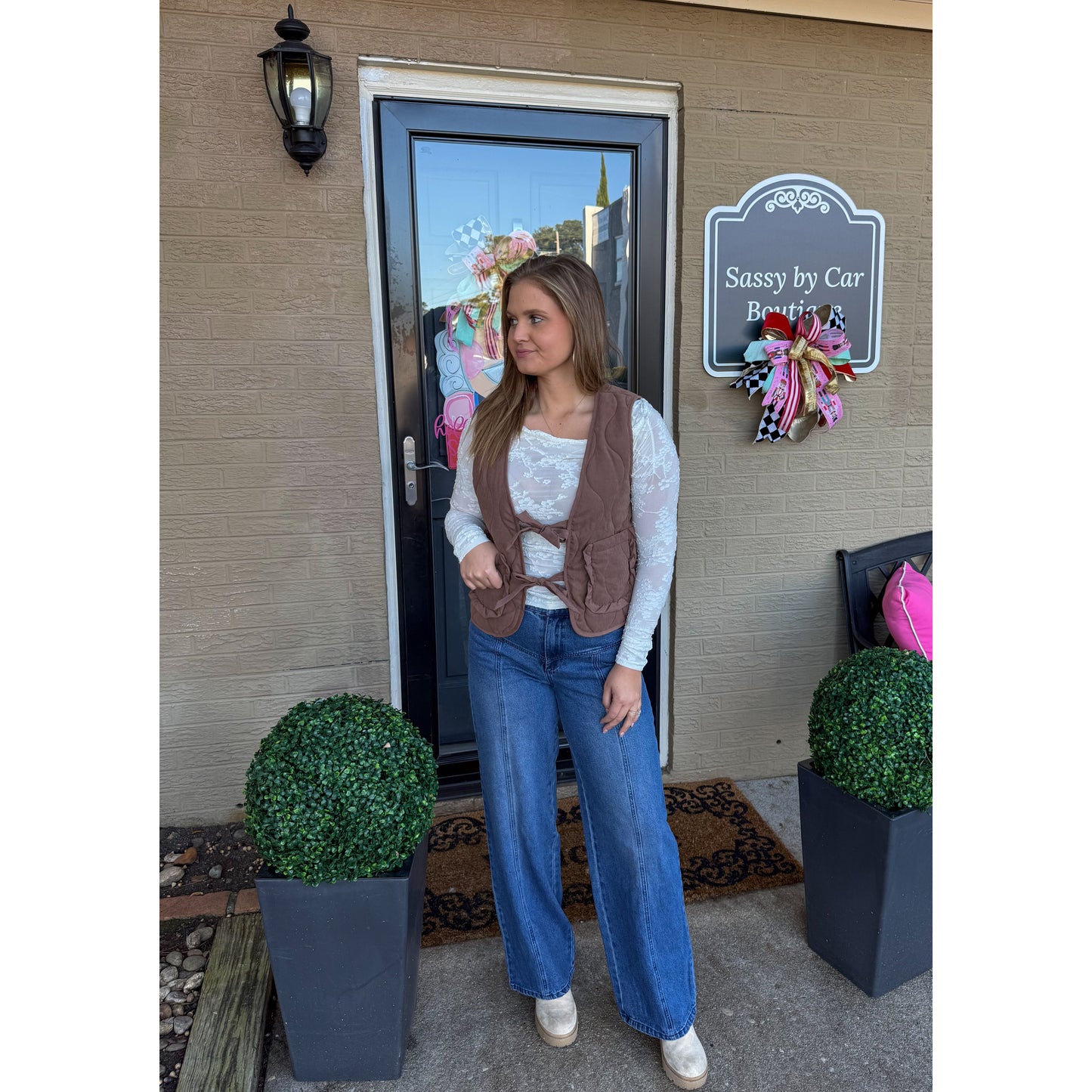 Reign Quilted Vest, Espresso Brown