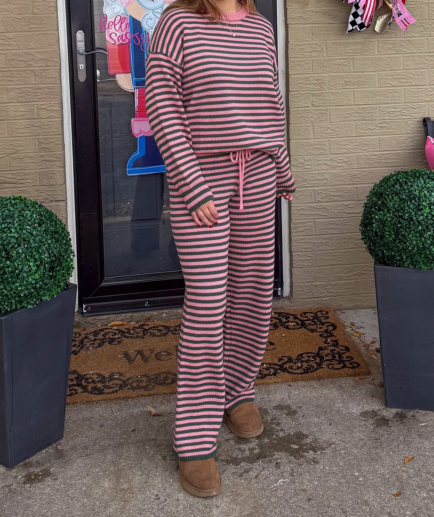 Pink/Green Stripe Lounge Set