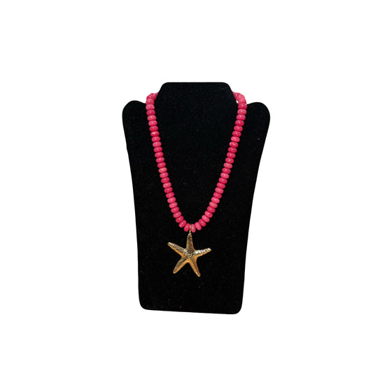 Pink Beaded Starfish Necklace