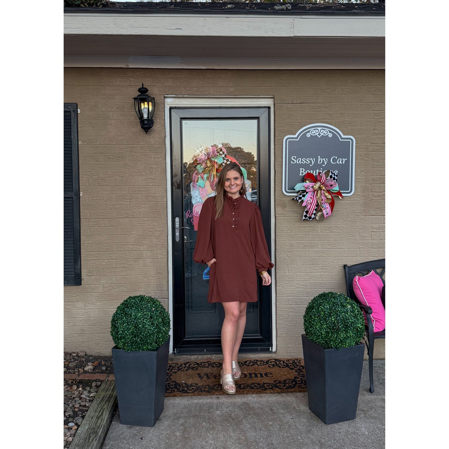 Ryleigh Mini Dress, Chocolate Brown