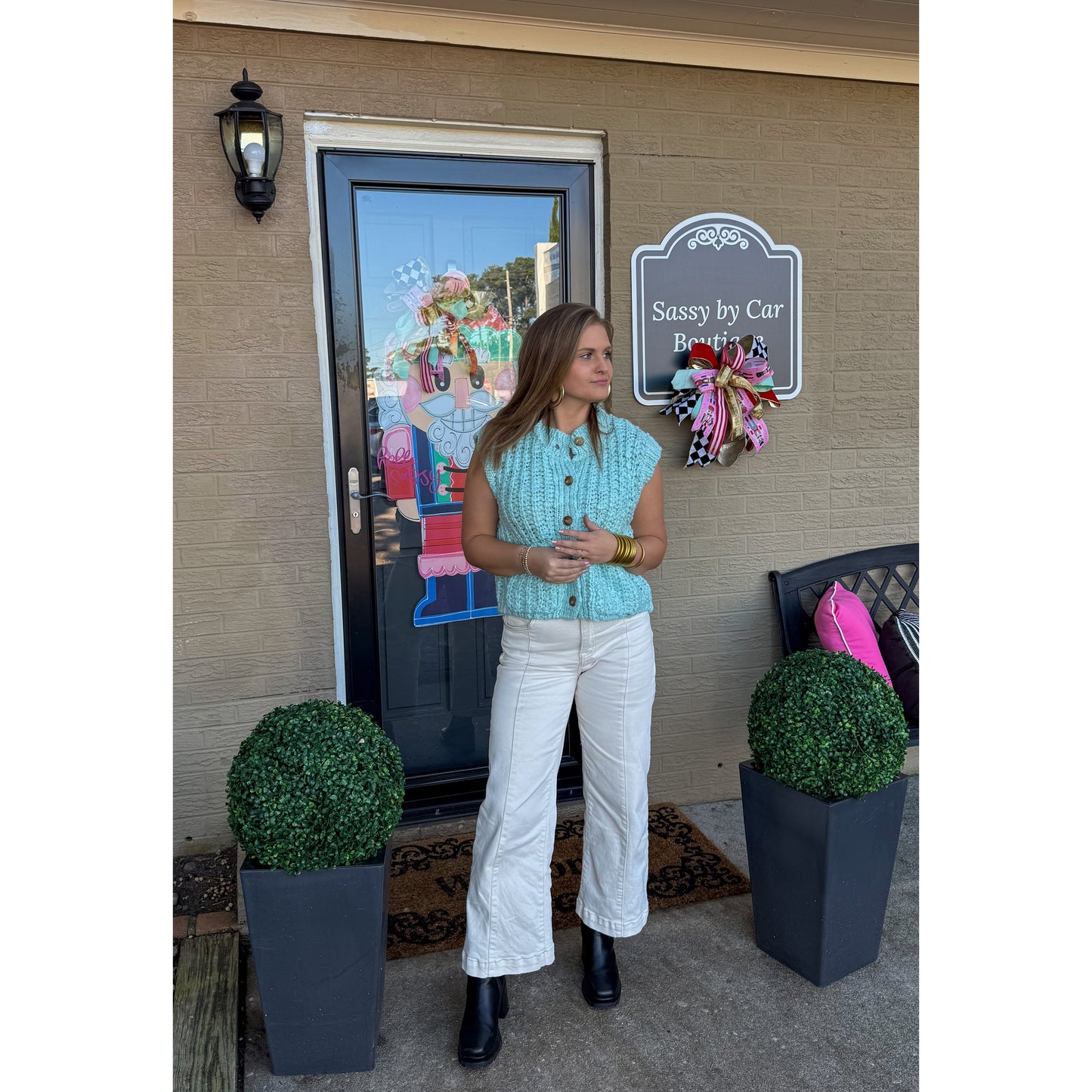 Sutton Sweater Knit Vest, Aqua