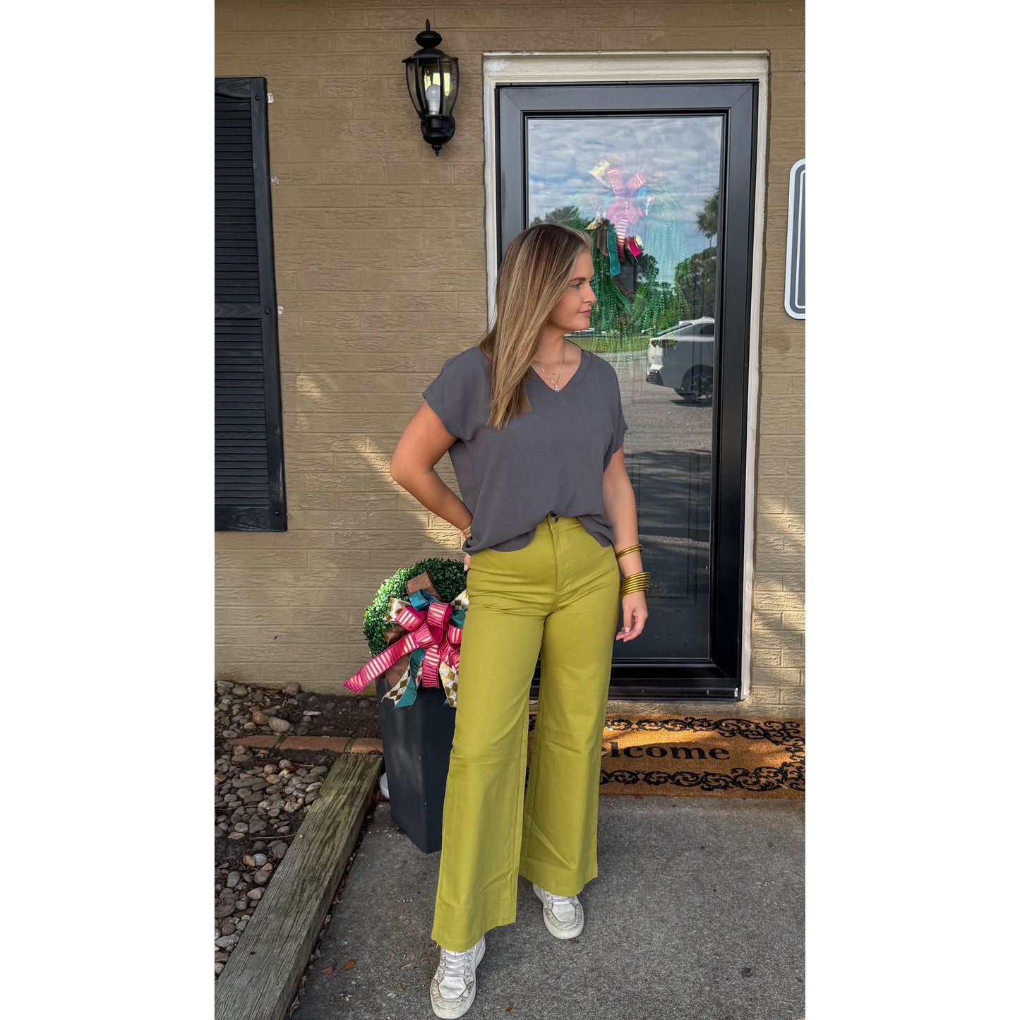 Stevie V-Neck Top, Grey