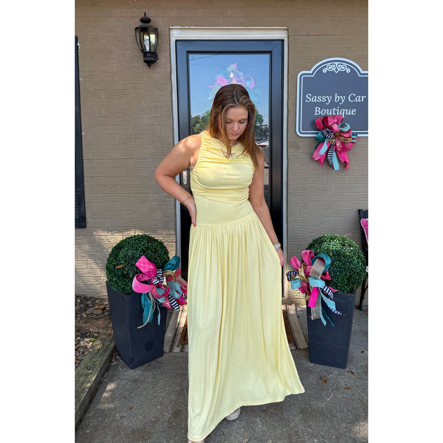 Sunshine Detail Maxi Dress, Butter Yellow