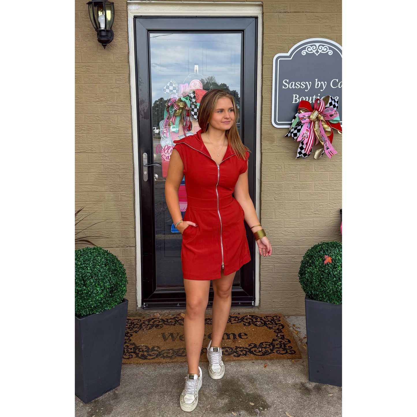 Claire Lounge Mini Dress, Rust