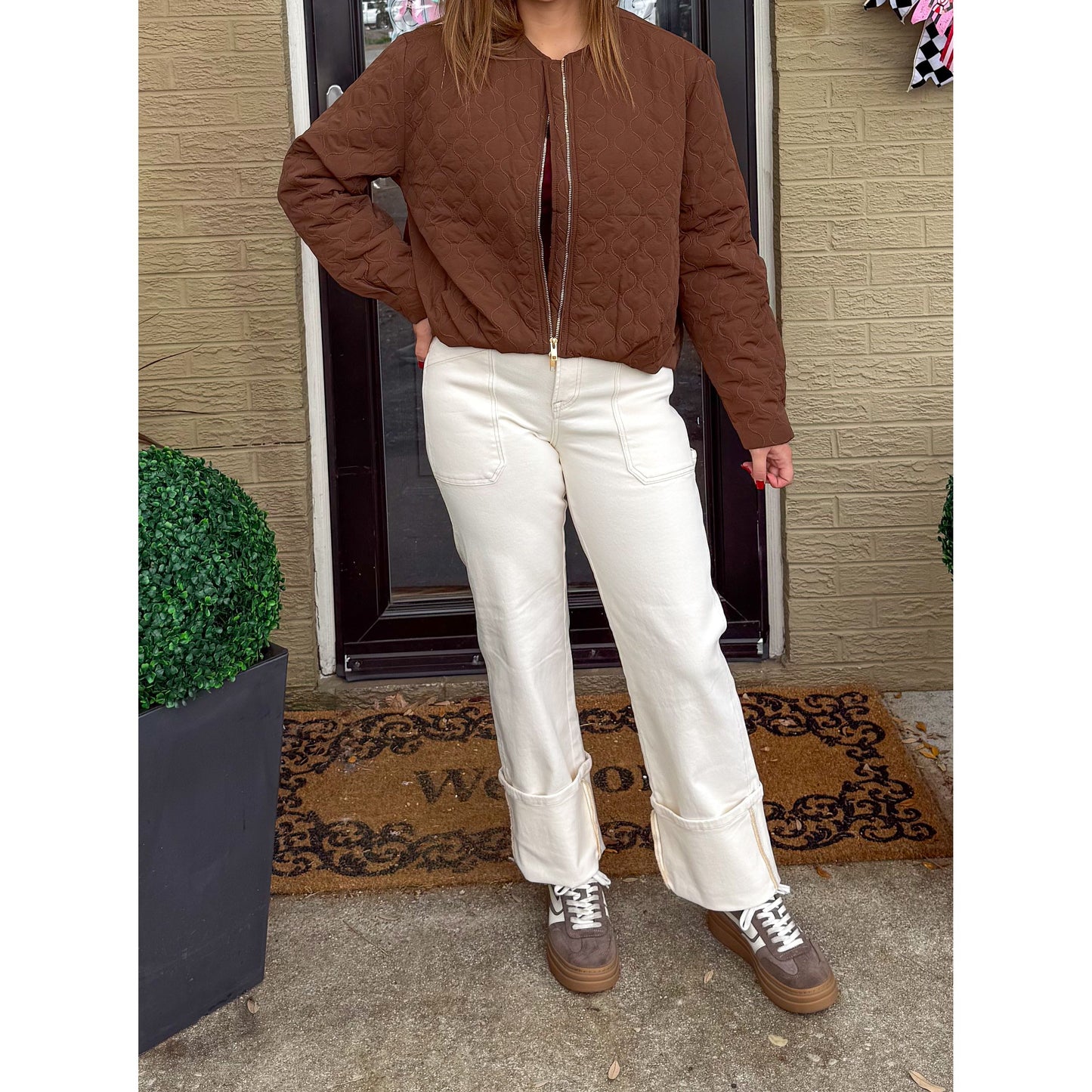 Quilted Puffer Jacket, Chocolate