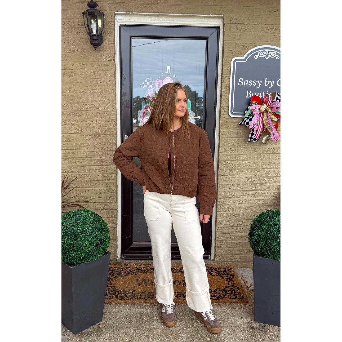 Quilted Puffer Jacket, Chocolate