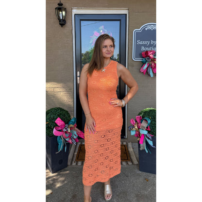 Dahlia Knit Midi Dress, Orange