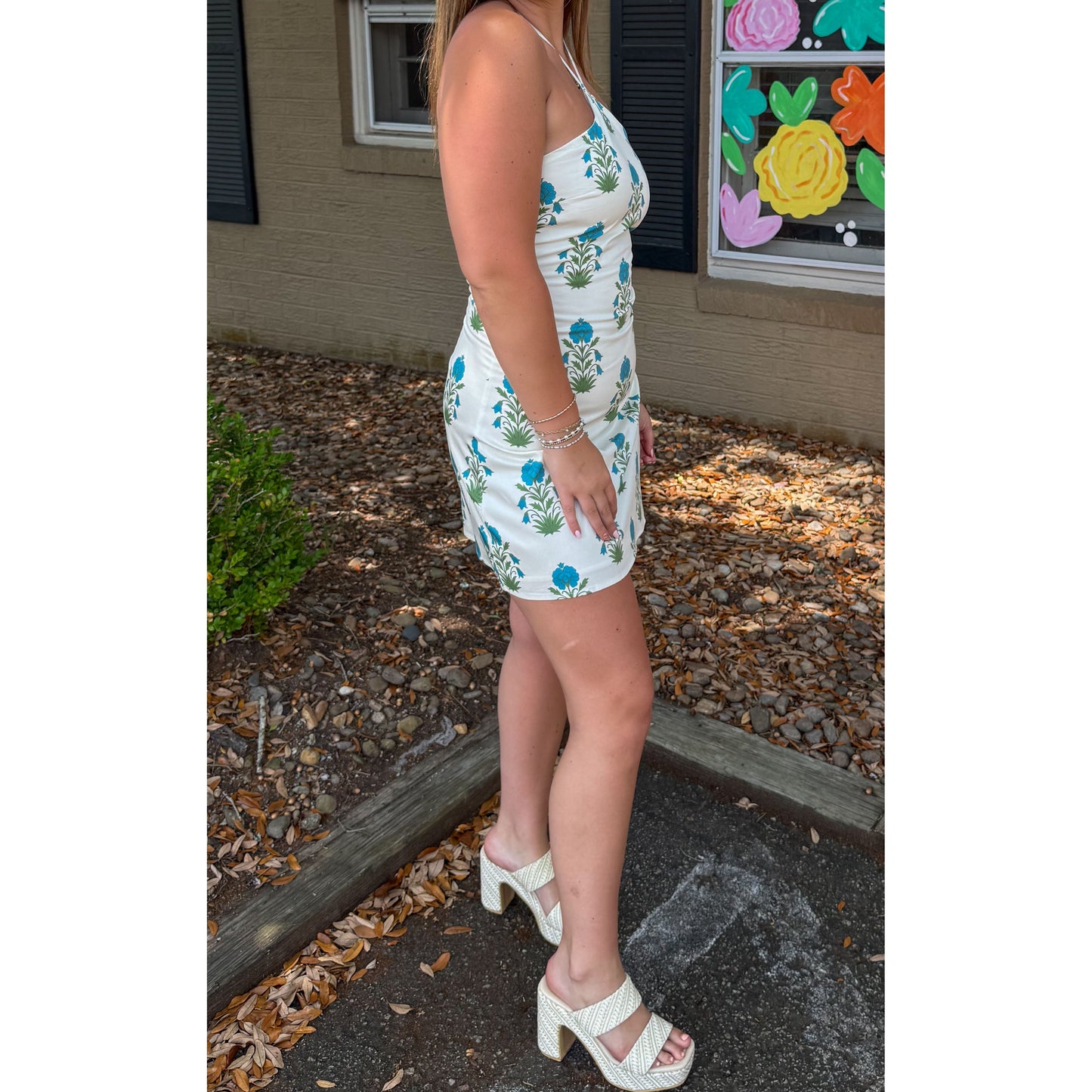 Bennett Halter Mini Dress, Cream Multi