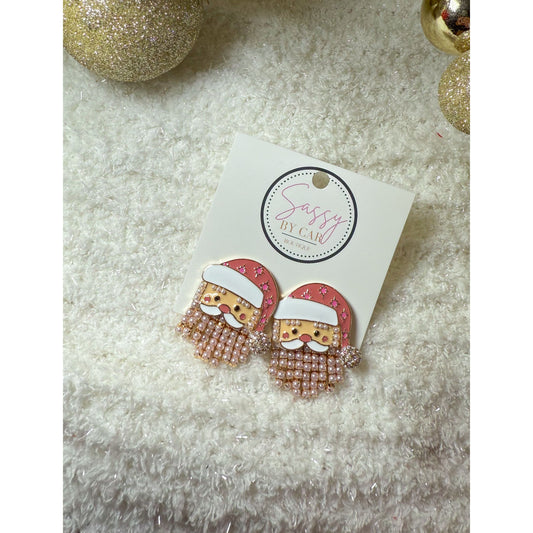 Pink Santa Earrings