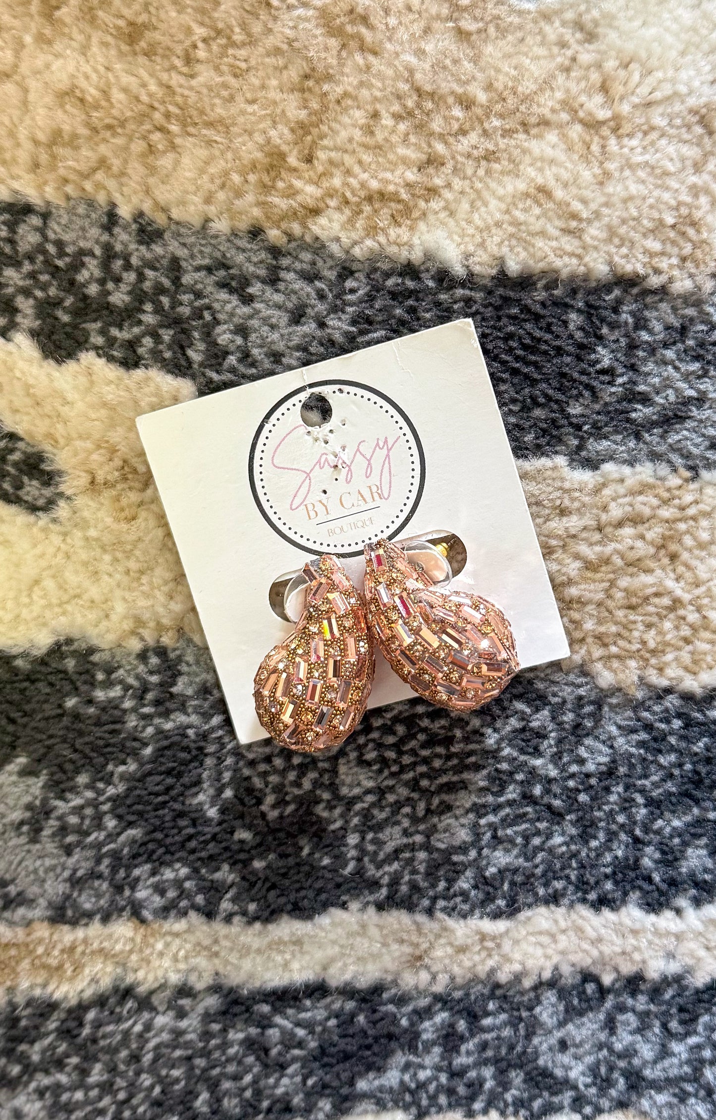 Rose Gold Jeweled Hoops