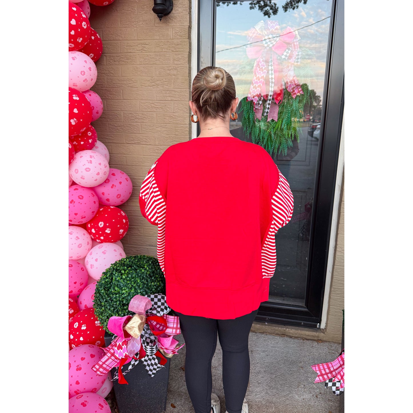 Jennifer Stripe Detail Top, Red/White