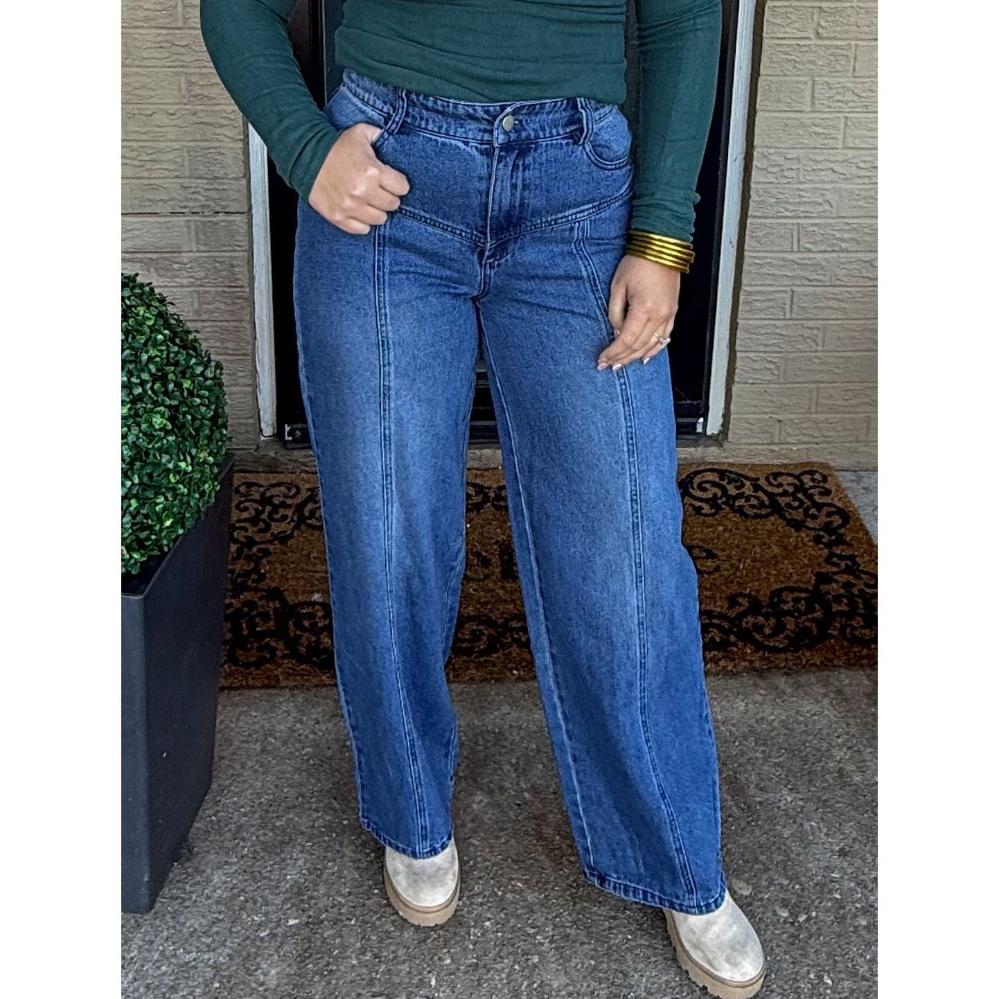Tiffany Mid Rise Jeans, Dark Wash