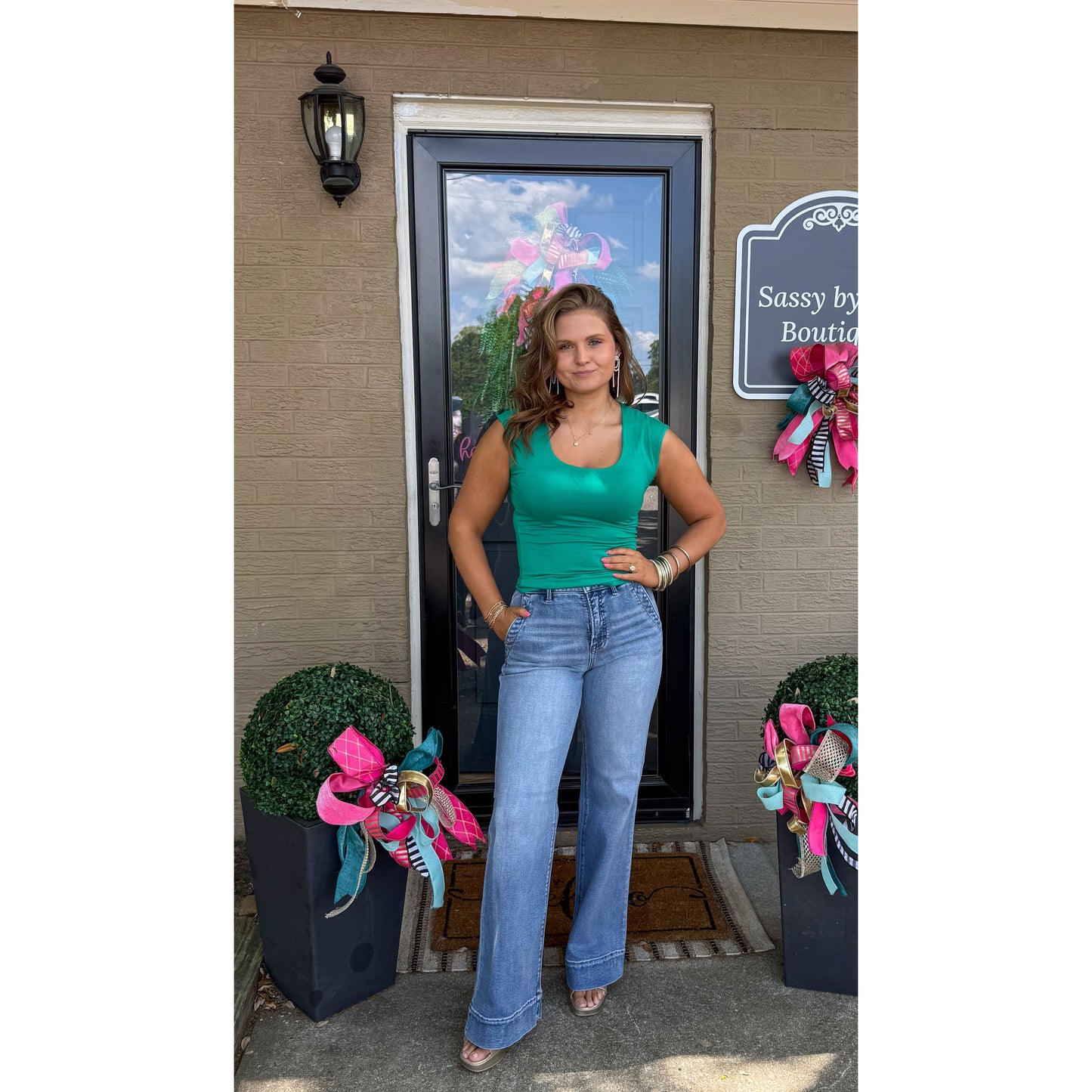 Phoebe Fitted Top, Kelly Green