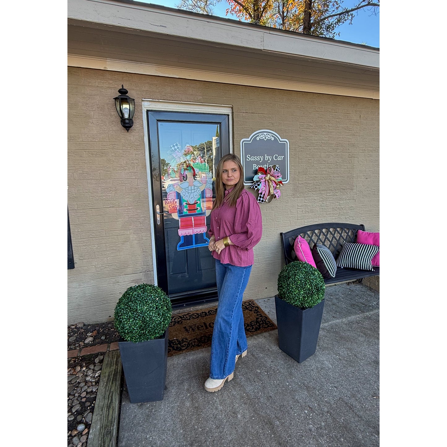 Mabel Detail Blouse, Pink Multi