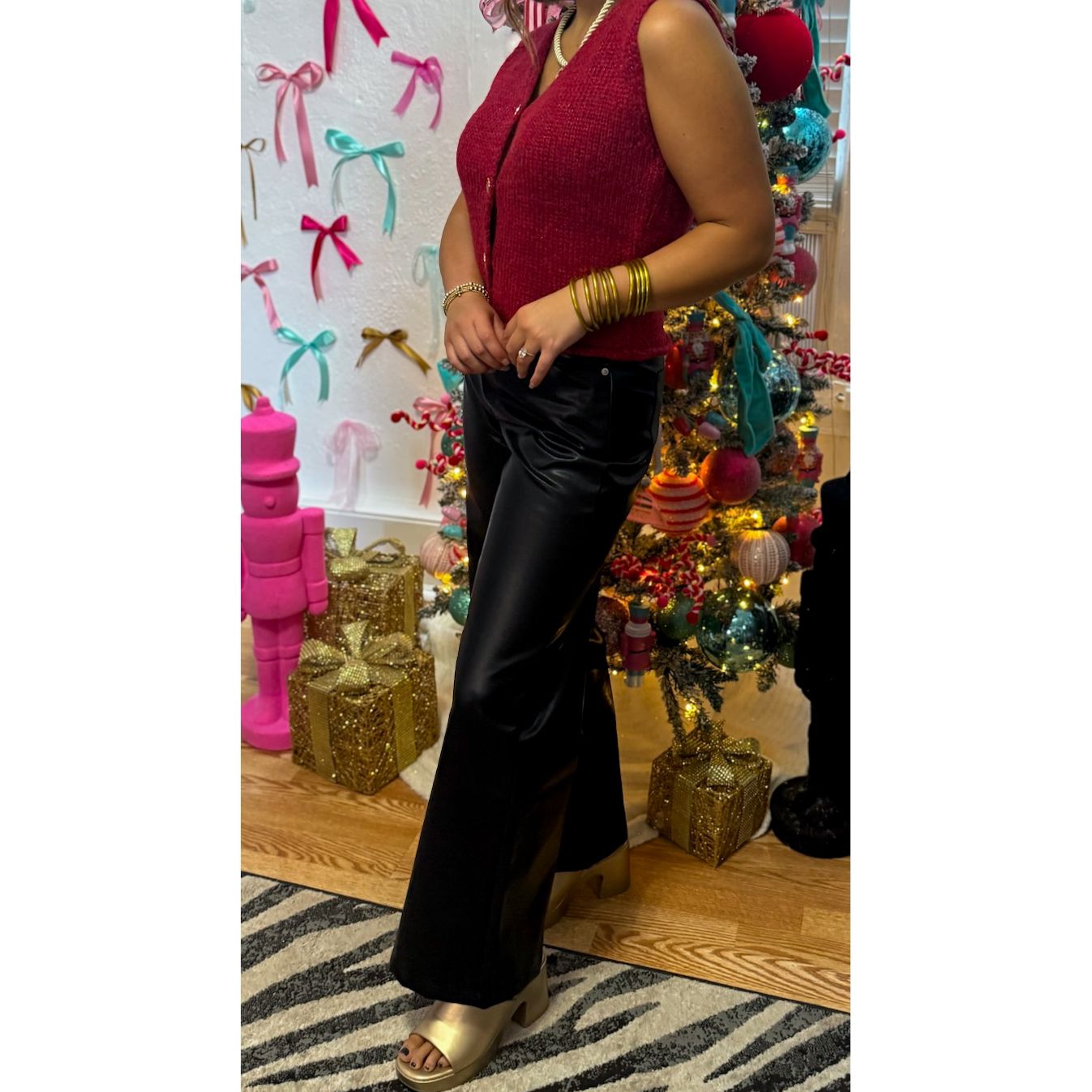 Faux Leather Pants, Black