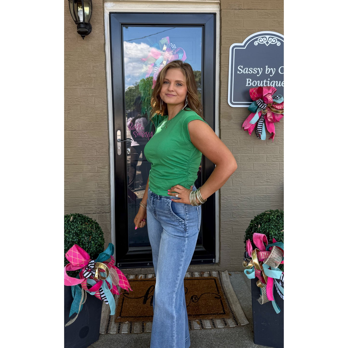 Apple Green Detail Top