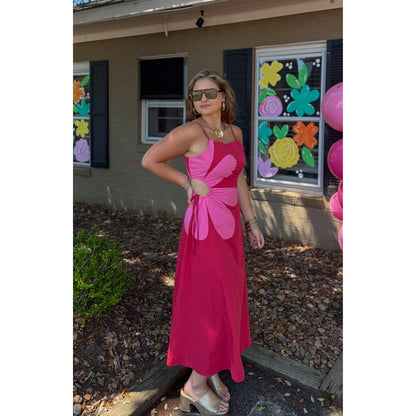 Daisy Midi Dress, Pink/Red