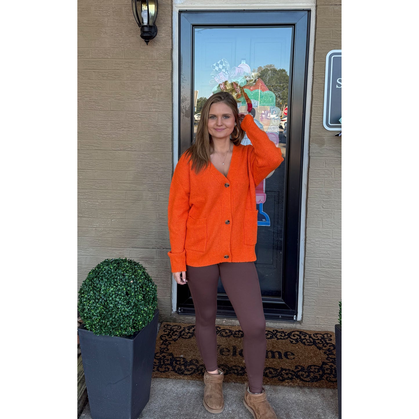 Fuzzy Orange Cardigan