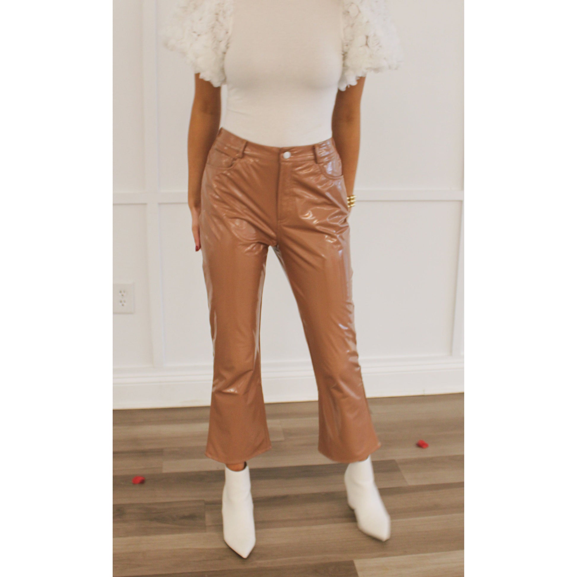 Scarlet Faux Leather Pants, Mocha – Sassy by Car Boutique