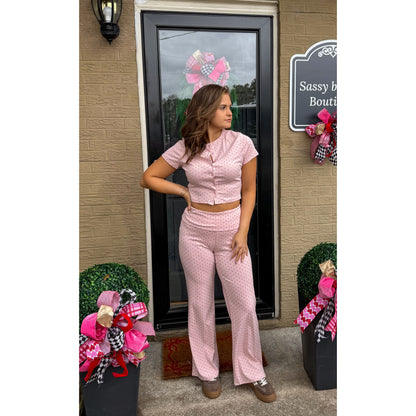 Marlowe Polka Dot Set, Pink/Brown