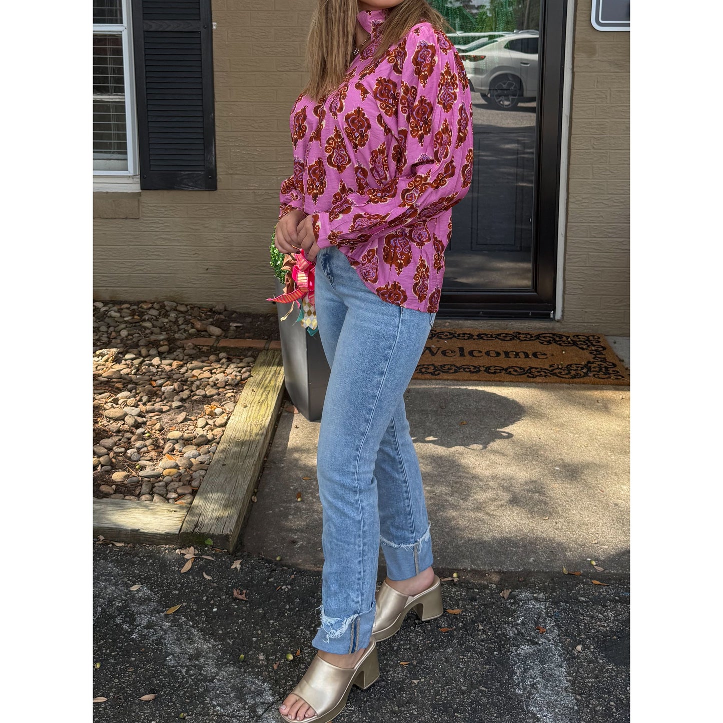 Gia Pattern Blouse, Pink Multi