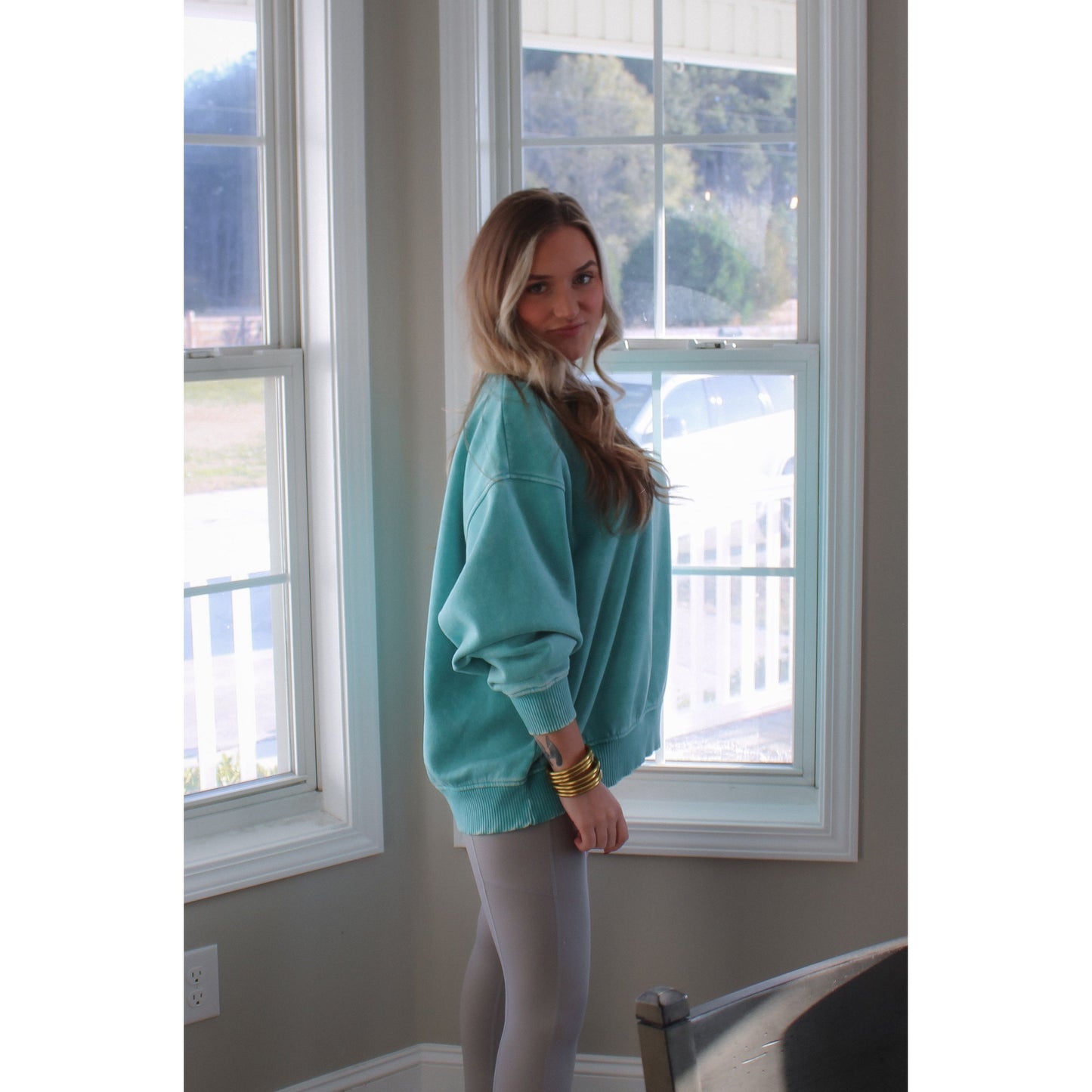 Georgie Oversized Sweatshirt, Turquoise