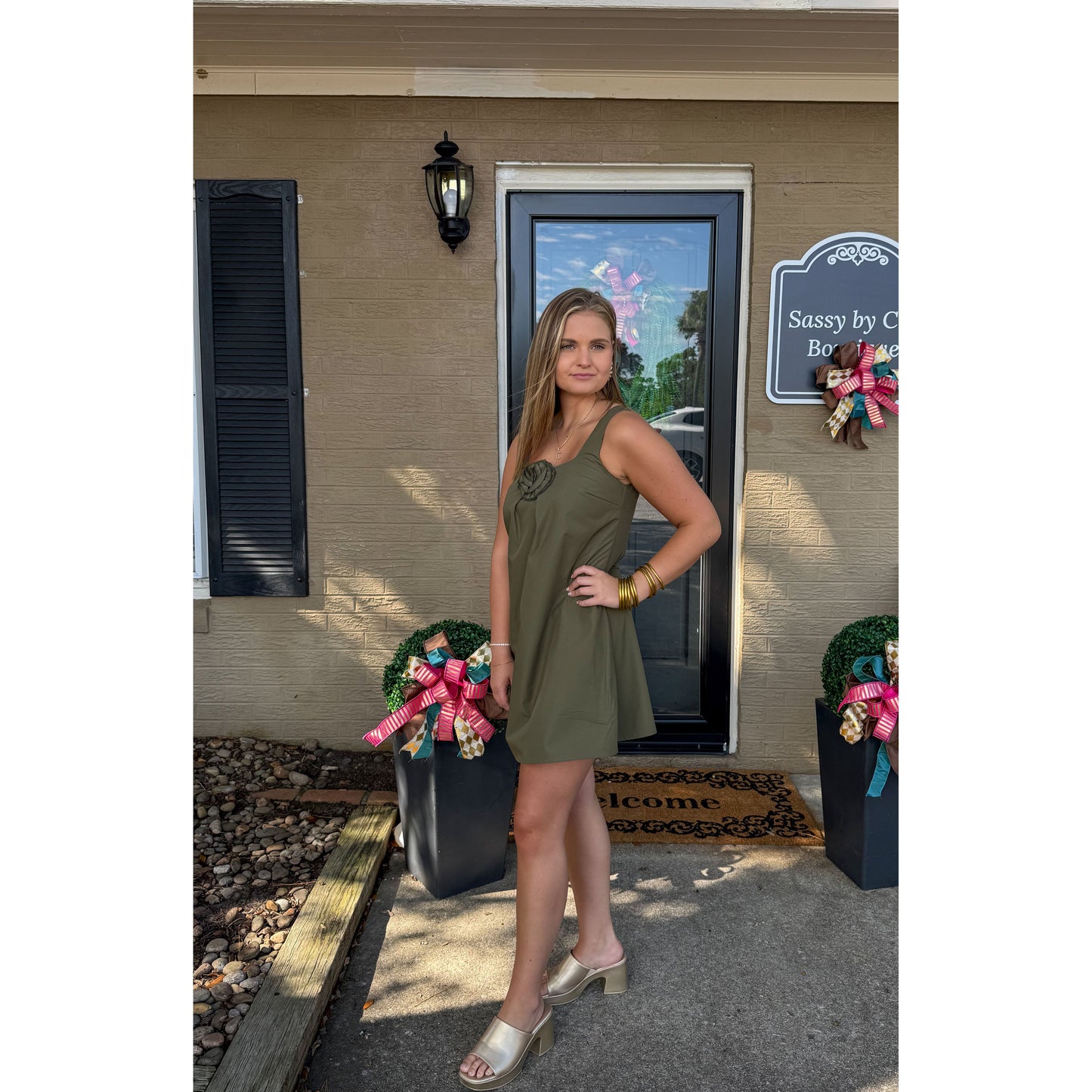 Olive Mini Dress, Green
