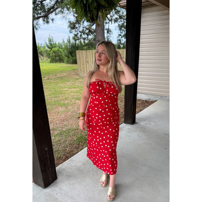 Polka Dot Detail Midi Dress