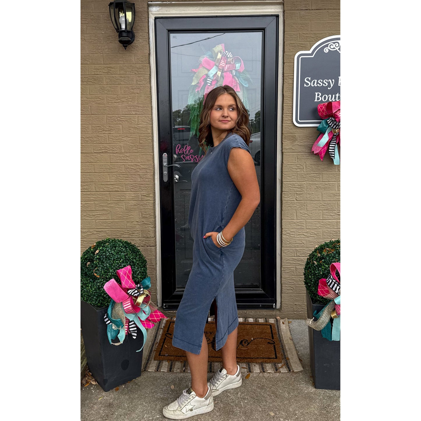 Fable Navy Midi Dress