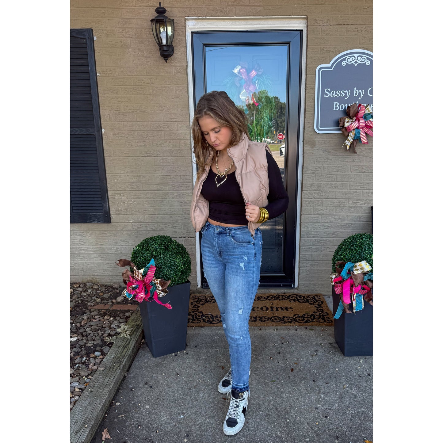 Raelyn Faux Leather Puffer, Mocha