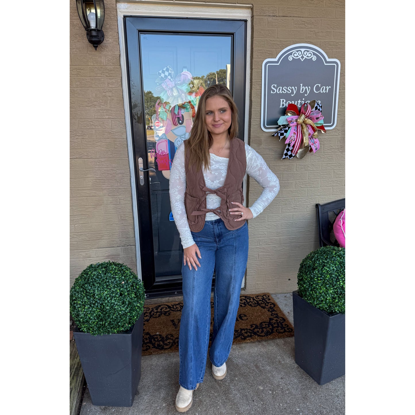 Reign Quilted Vest, Espresso Brown