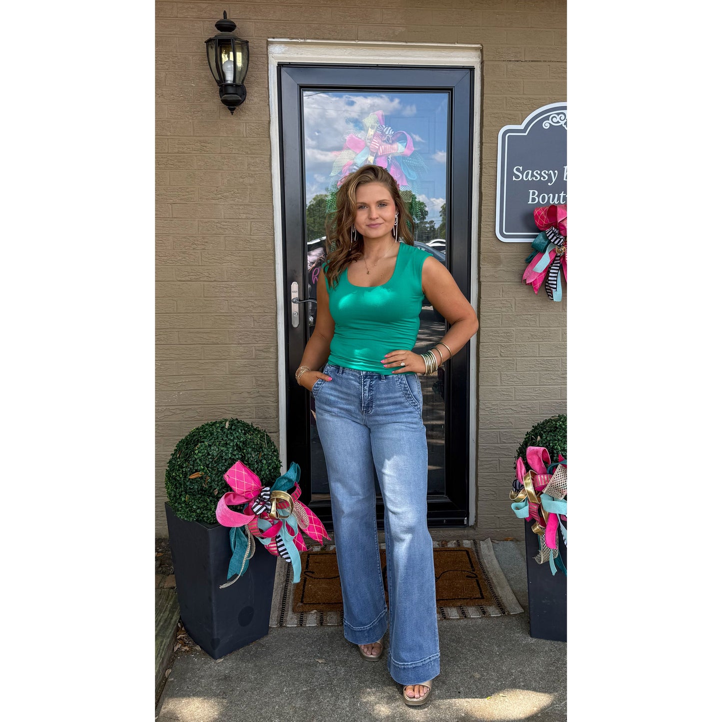 Phoebe Fitted Top, Kelly Green