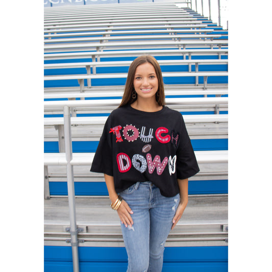 Touchdown Graphic Top, Black Multi