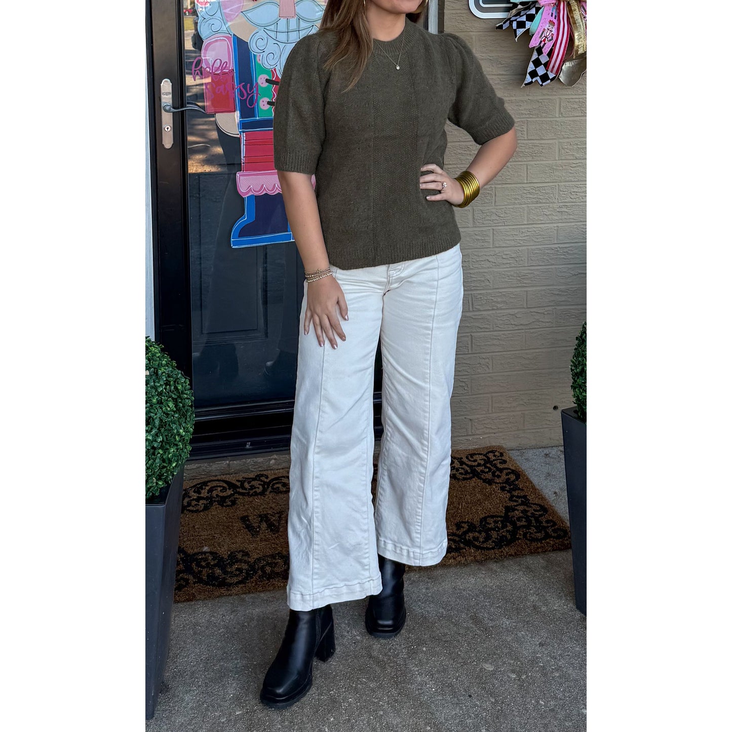 Wren Sweater Top, Olive