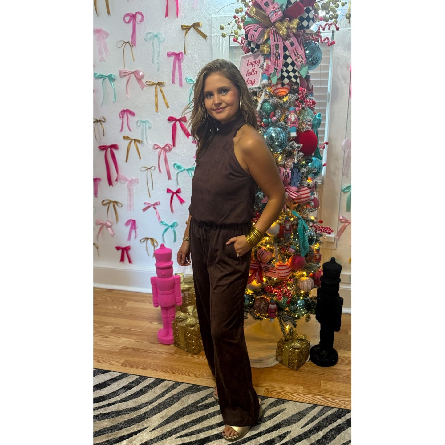 Faux Suede Brown Set